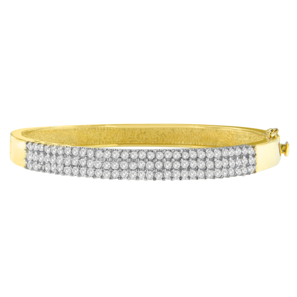14k Yellow Gold 2ct TDW Round Cut Diamond Fashion Bangle (H-I,I1-I2)