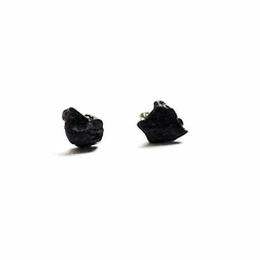 Raw Black Tourmaline Stud Earrings