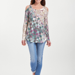 Crackle Mint (2870) ~ Cold Shoulder Tunic