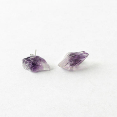 Raw Amethyst Stud Earrings