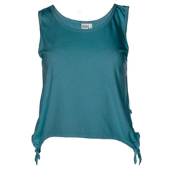 Channing Venley Women's Boyfriend-Fit Cropped Tri- blend Sleeveless Crew Neck Tie Tank Top