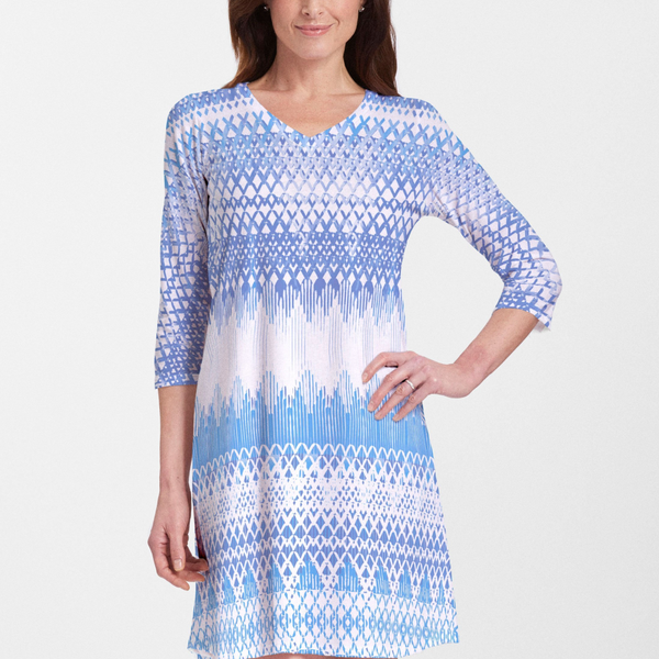 Echo Blue (7657) ~ V-neck Swing Dress