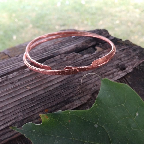 Hammer Textured Bare Copper Bangle