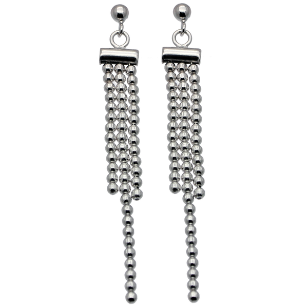 Beaded Sterling Silver Tassel Earring