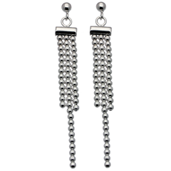 Beaded Sterling Silver Tassel Earring