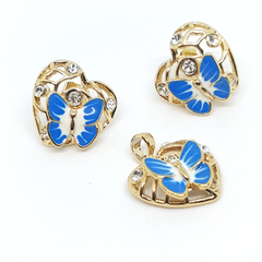 1-6359-h1 Gold Plated Colored Butterfly Earring and Pendant Set. (3 Colors Available)
