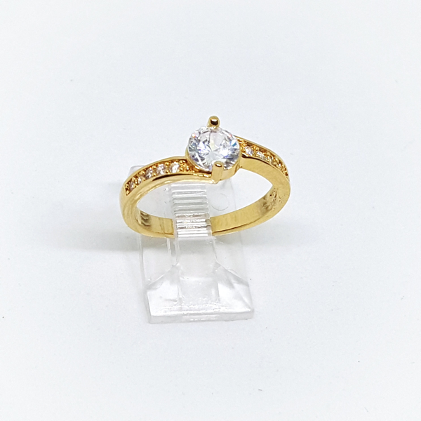 1-3102-h22 Gold Overlay Solitaire CZ Ring. (3 colors available)
