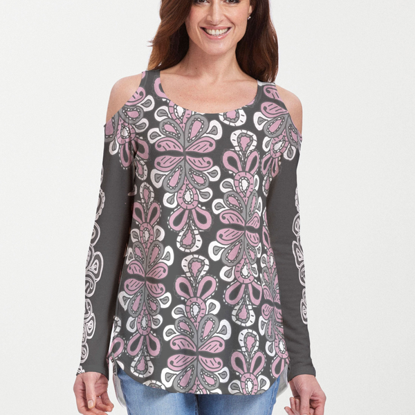 Frills Black (20361) ~ Cold Shoulder Tunic
