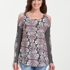 Frills Black (20361) ~ Cold Shoulder Tunic