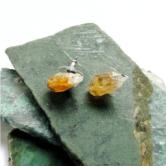 Raw Citrine Stud Earrings