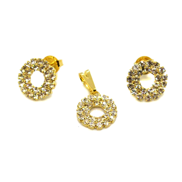 (1-6295-h9) Gold Overlay Crystals Circles Sets, 12mm.