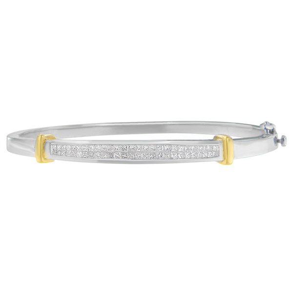14k Two-Toned Gold 1ct TDW Channel-Set Diamond Fashion Bangle (H-I,SI1-SI2)