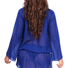 Women's Chiffon Long Sleeve Swimwear Cover-up Beach Dress
