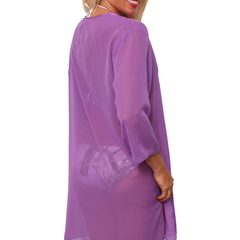 Plus Size Chiffon Long Sleeve Swimwear Cover-up Beach Dress Made in the USA