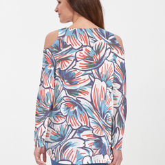 Floral Brush Marks (7649) ~ Cold Shoulder Tunic