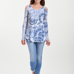 Carnation Periwinkle (7575) ~ Cold Shoulder Tunic