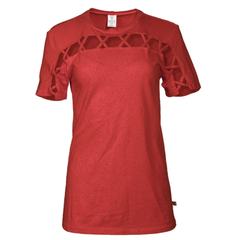Avalon- Women's Short Sleeve Crew Neck Square Hole Premium Tee Shirt