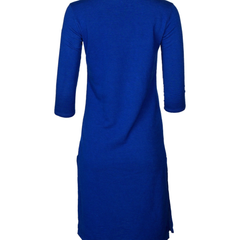 La Brea- Women's Crew Neck Slub Fleece Tunic 3/4 Sleeve Sweatshirt With Slits