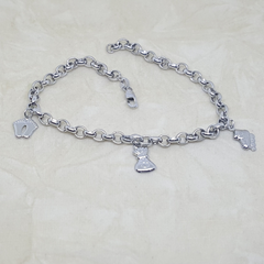 4-3303-h2 Stainless Steel Charms Anklet. 10"