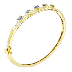 14K Yellow Gold 2ct. TDW Baguette-cut Diamond and Tanzanite Bangle (H-I, VS2-SI1)