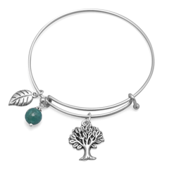 Expandable Tree Charm Fashion Bangle Bracelet