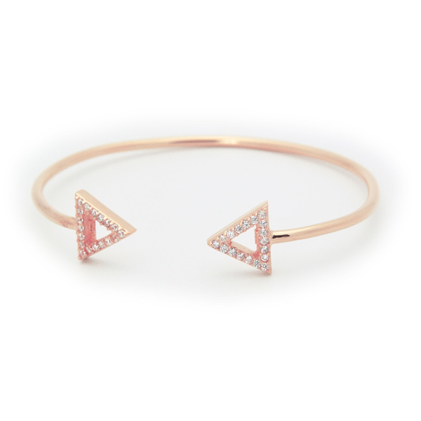 Rose Triangle Cz Cuff Bangle