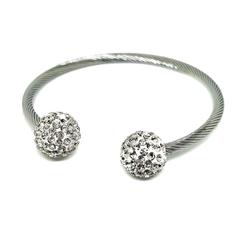 (4-5060-h5) Stainless Steel Wire Bangle with Fireball Tips.