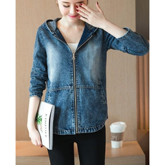 Womens Short Denim Hooded Jacket