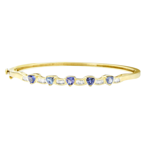 14K Yellow Gold 2ct. TDW Baguette-cut Diamond and Tanzanite Bangle (H-I, VS2-SI1)