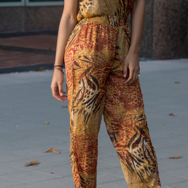 Animal Print Strapless Jumpsuit
