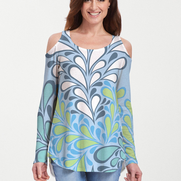 Flume Aqua (14149) ~ Cold Shoulder Tunic