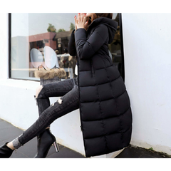 Womens Long Puffy Jacket with Hood