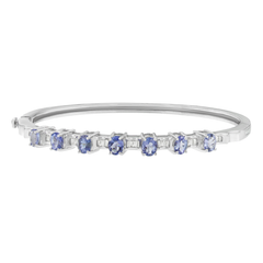 14K White Gold 3ct TDW Baguette-Cut Diamond and Tanzanite Bangle (H-I, VS2-SI1)