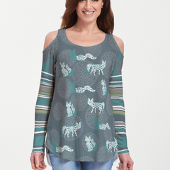 Fox Medallion Navy (13383) ~ Cold Shoulder Tunic