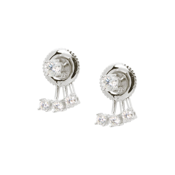 Fronay Co .925 Sterling Silver CZ Stud and Sparkling Cuff Earring