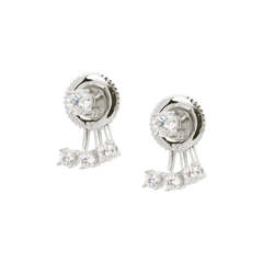 Fronay Co .925 Sterling Silver CZ Stud and Sparkling Cuff Earring