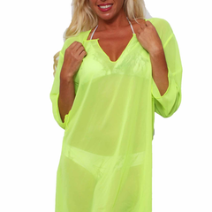 Plus Size Chiffon Long Sleeve Swimwear Cover-up Beach Dress Made in the USA