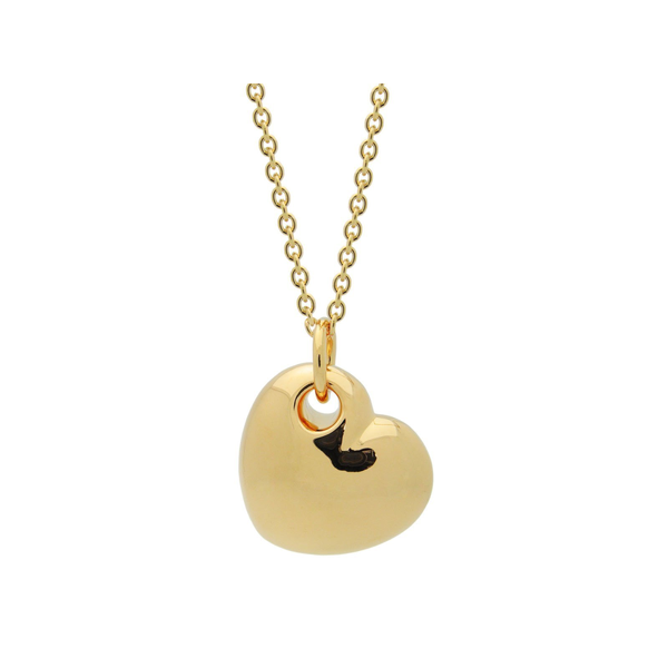 18k Gold Plated Puffy Heart Necklace, 15 Inches