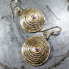 14 KT Gold Fill Sparkly Crystal Spiral Handmade Earrings