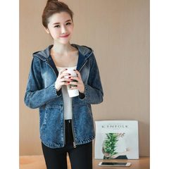 Womens Short Denim Hooded Jacket