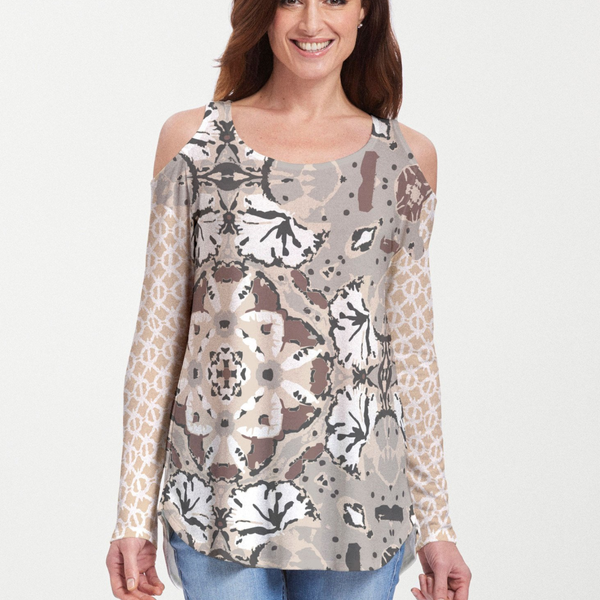 Eden Brown (2847) ~ Cold Shoulder Tunic