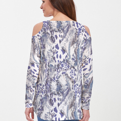 Abstract Leopard (7647) ~ Cold Shoulder Tunic