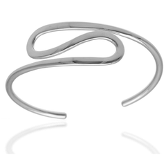 Modern Sterling Silver Cuff Bangle Bracelet