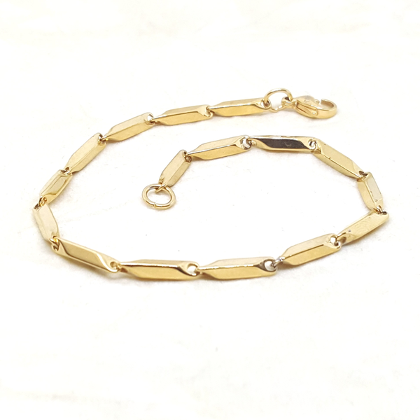 4-3305-h2 Gold Plated over Steel Bullet Anklet. 10"