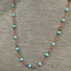 24 inches Wire Wrapped Chinese Turquoise Crystal Gemstone Necklace