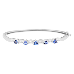 14K White Gold 2ct. TDW Baguette-cut Diamond and Tanzanite Bangle (H-I, VS2-SI1)