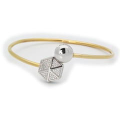 Sparkling Cz Hexagon Cuff Bangle in 18k Gold Plated Sterling Silver