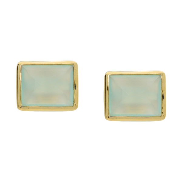 Milky Green Agate Stud Earrings