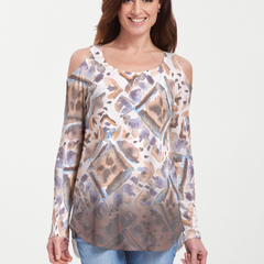 Desert Ikat Beige (17105) ~ Cold Shoulder Tunic