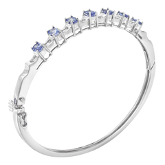 14K White Gold 3ct TDW Baguette-Cut Diamond and Tanzanite Bangle (H-I, VS2-SI1)